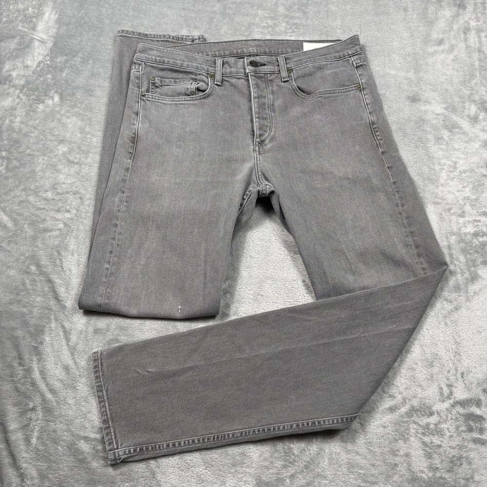 Rag & Bone Jeans Mens 34x33 Fit 2 Slim Standard Issue Button Fly Grey Denim